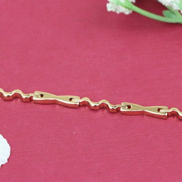 "Wavy Link Rose Gold Bracelet in High-Polish Finish, XPBL0882 - Picture 12 of 12